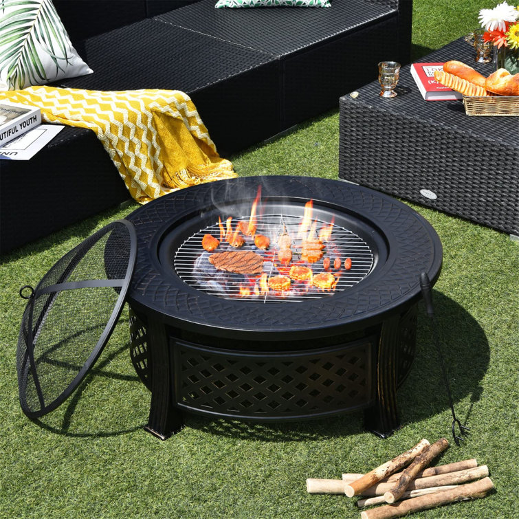 Rosalind Wheeler Outdoor Fire Pit 3 In 1 Barbecue Table Brazier